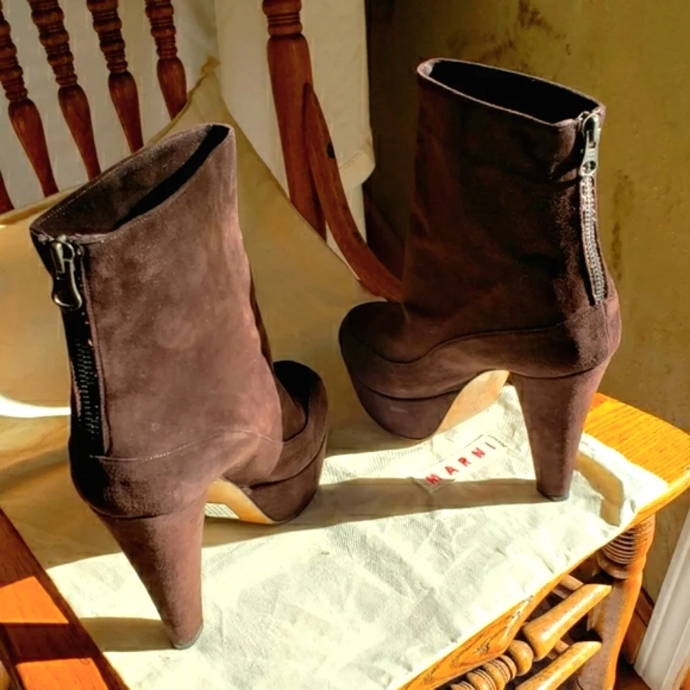 Marni HL Ankle Suede Leather Boots Style:#STMS616G12 EURO 40 US 9-9.5 - Picture 11 of 13